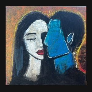 I’m Sorry Portrait Oil Pastel 12x12 glass framed